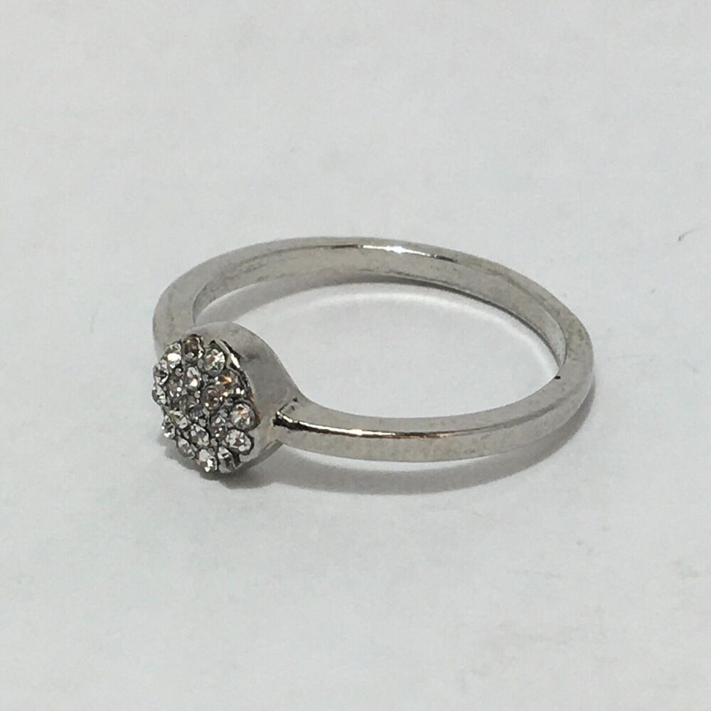 Rhinestone Cluster Ring Size 7.5 Silver Tone Clear Faceted Glass Stones